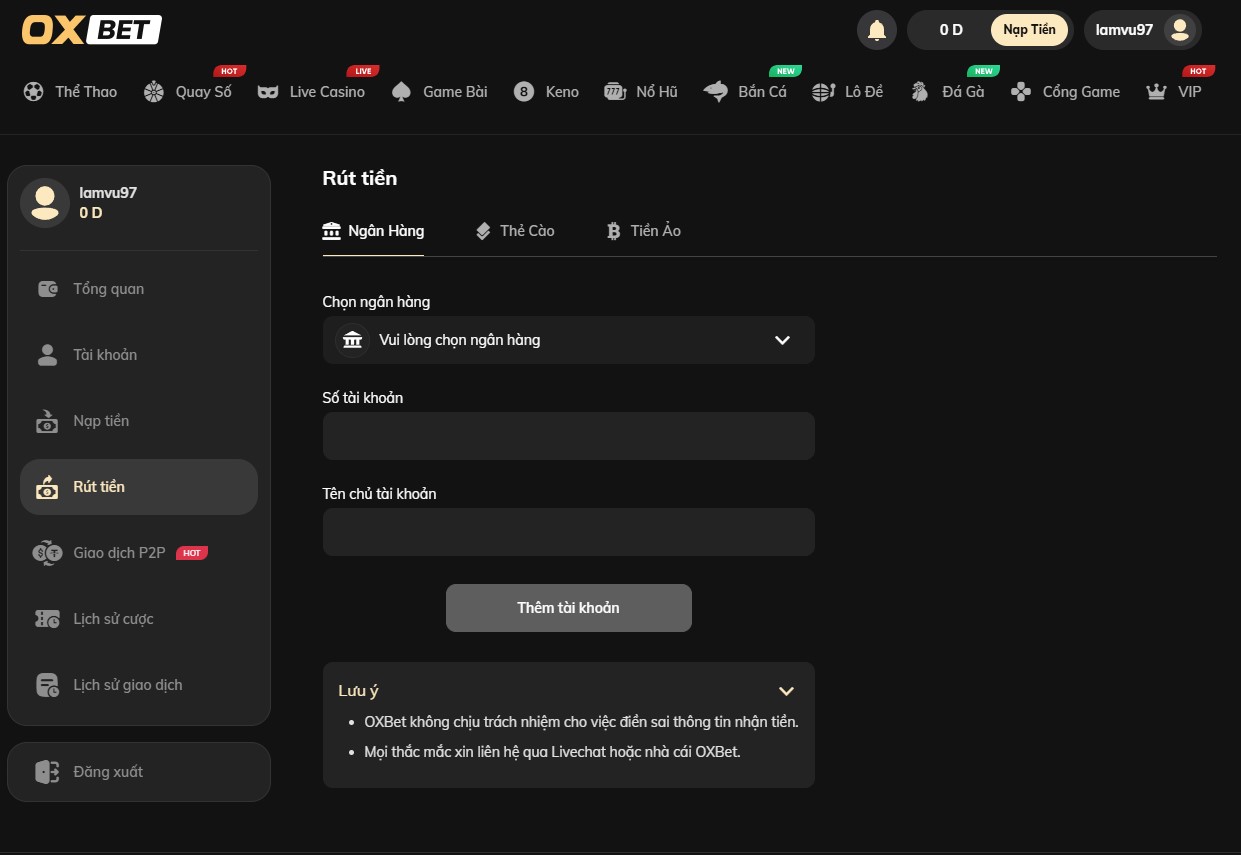 Rút tiền qua ngân hàng