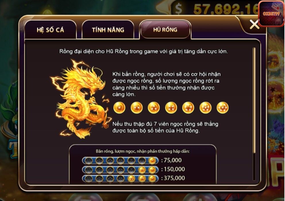 Hũ rồng của game vua săn cá có hệ số thưởng như thế nào?